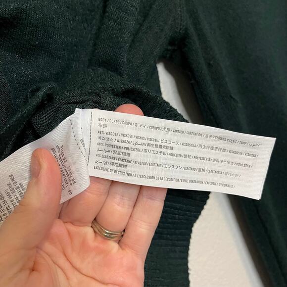 Abercrombie & Fitch Tie Front Sweater Top Long Sleeve Green Soft A&F Cozy Small - Picture 3 of 6